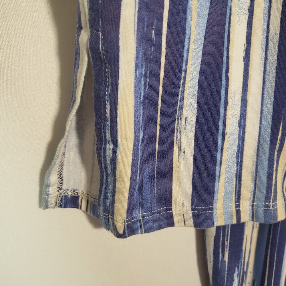d&co Denim & Company Beach Woman's Lounge Pants Size LT Blue/White/Beige Stripes - Picture 4 of 8
